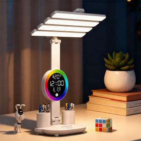 Lampe de Bureau LED Ambiante avec Alarme et Lumière RGB – مصباح مكتب ومنبه بأضواء ملونة