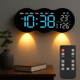 Horloge murale numérique à LED avec télécommande YX-2808 – ساعة حائط مع إضاءة مدمجة