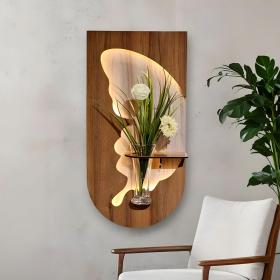 Panneau Mural Décoratif avec Éclairage LED Design Moderne en Bois